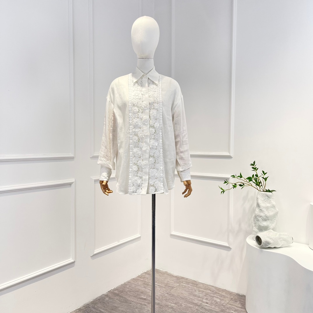 Solid Beige Long Sleeve New Arrival 2023 Top Quality All-matching Loose Blouse for Fashion Ladies