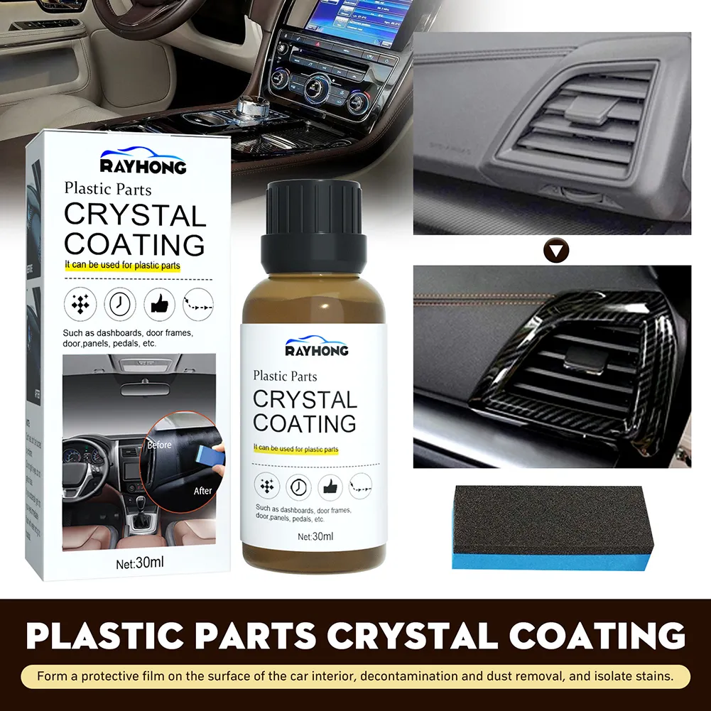 Car Plastics Trim Restorer Plastics Parts Crystal Coating With Sponge For Car Door Frames Door Panels Maintenance Accessories