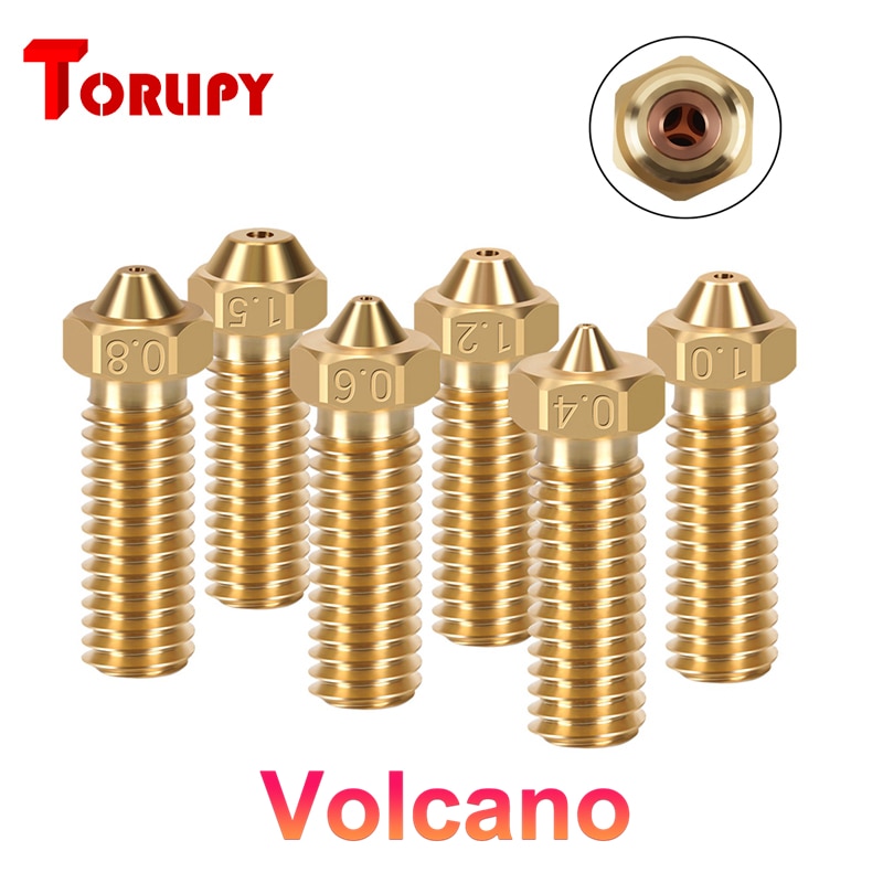 3pcs 3D Printer Nozzle Volcano CHT Brass Nozzles 1.5 1.2 1.0 0.8 0.6 0.4mm Mix Size For 1.75mm Filament E3D Extruder Hotend Part