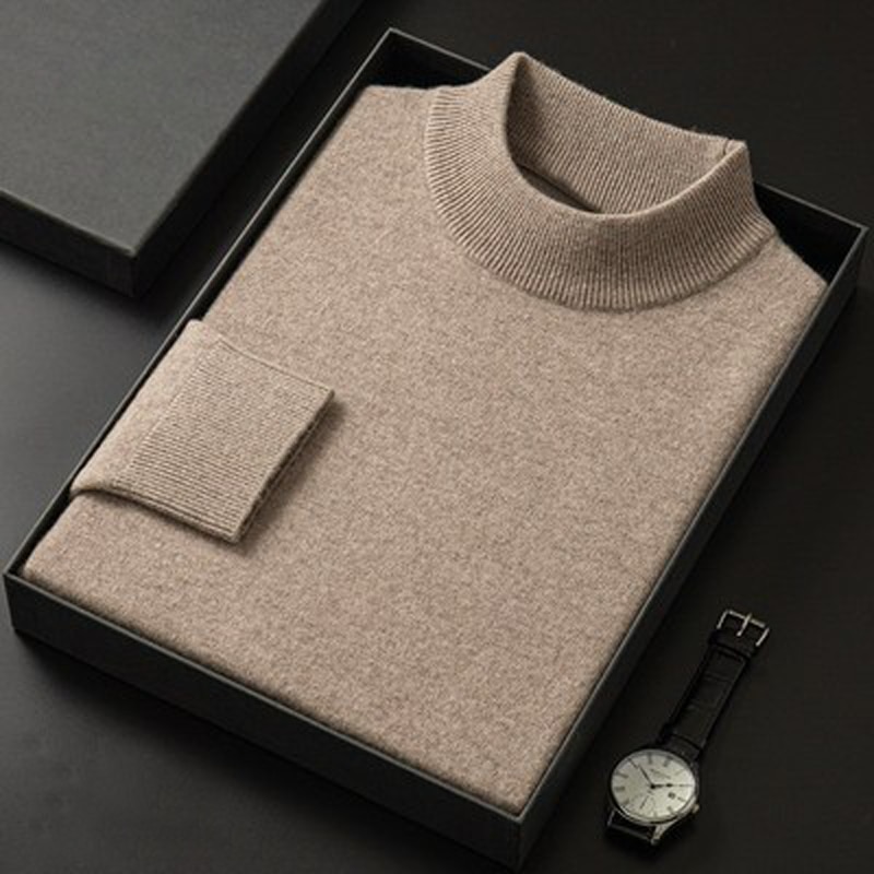 Men's Turtleneck Sweater Autumn Winter Men's Rollneck Warm 100 Merino pure wool Knitted Sweater Men Jumper
