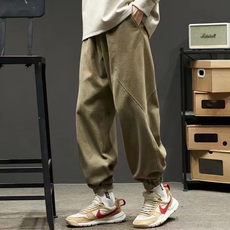 2023 Spring New Japanese Solid Color Loose Oversized Trend Men's Clothing Vintage Fashion Sports All-match Cargo Sports Pan