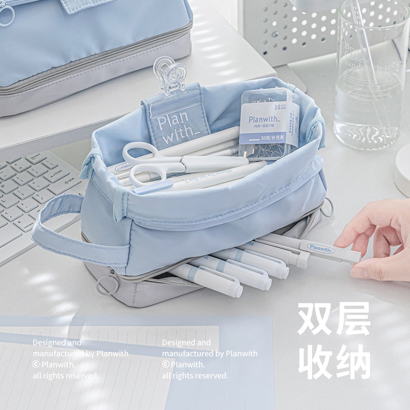 Kawaii Pencil Case Canvas Zipper Large Capacity Cute Pencil Box Portable Storage Bag for Girls Pencilcase School Stationery