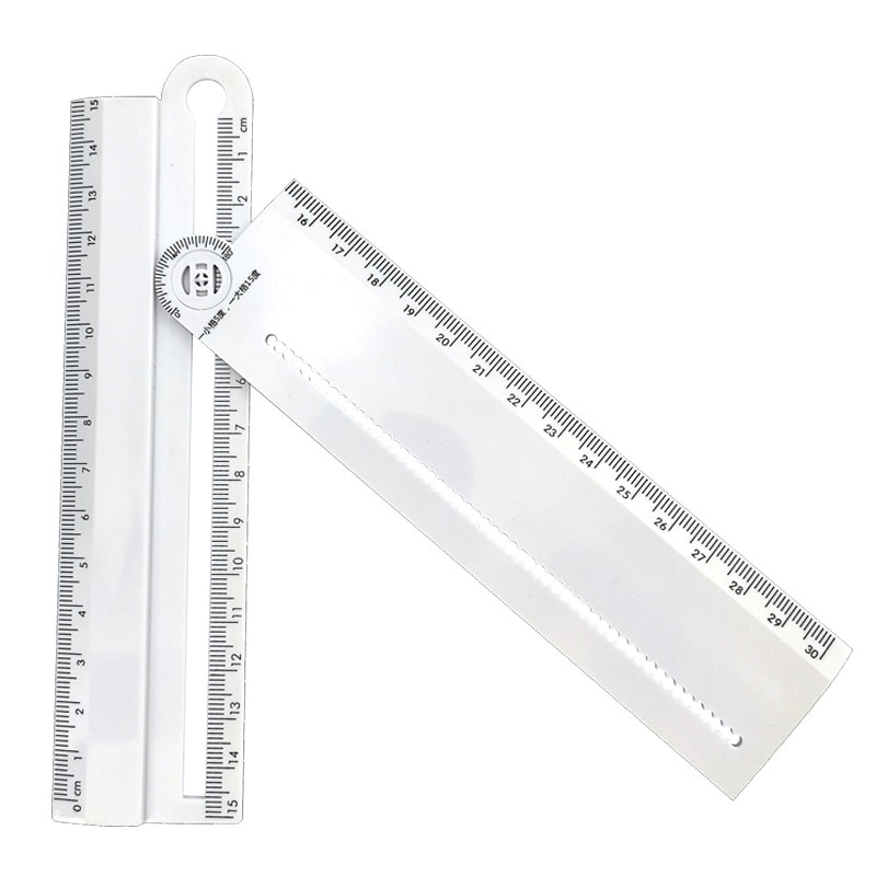 Transparent Rectangle Folding Ruler Protractor Student Stationery Math Drawing Tool School Office Supplies
