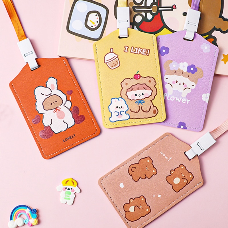 Cartoon Lanyard Card Holder Keychain Student ID Credit Card Case Badge Holder Wallet Purse Neck Pouch Badge Holder