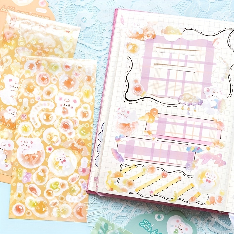 2 Sheets Colorful Animal Cartoon Art Paper Sticker for Scrapbooking DIY Decorative Material Collage Journaling