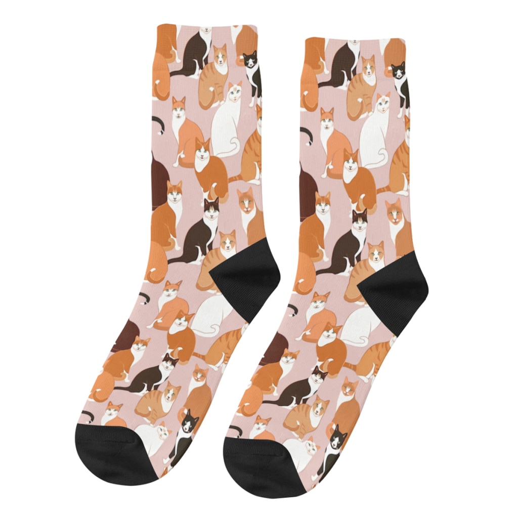 Ginger Funny Men's Socks Vintage Cat Animal Street Style Crazy Crew Sock Gift Pattern Printed