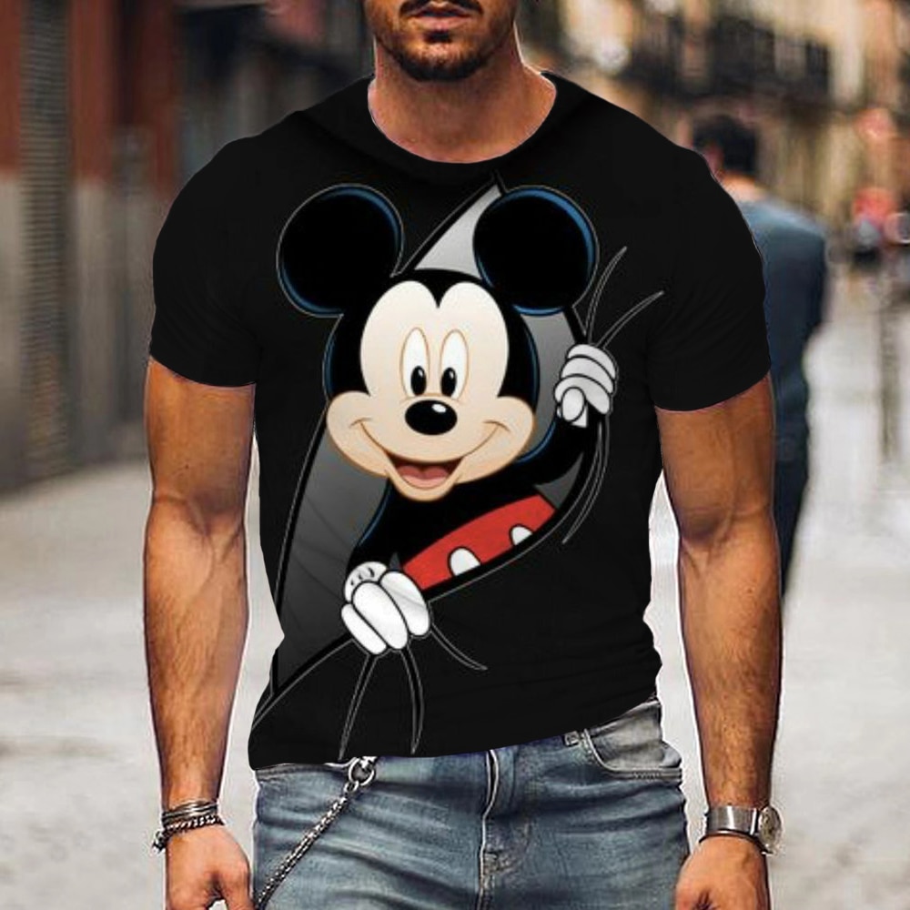 Summer Disney T-Shirts Mickey Minnie Mouse Cartoon Anime 3D Print Streetwear Men Women Fashion T Shirt Kids Tees Tops
