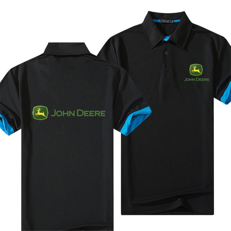 New Summer Cotton POLO Shirt Men's Polo Collar JOHN DEERE Casual Social Style Embroidered Men's POLO Top T-shirt