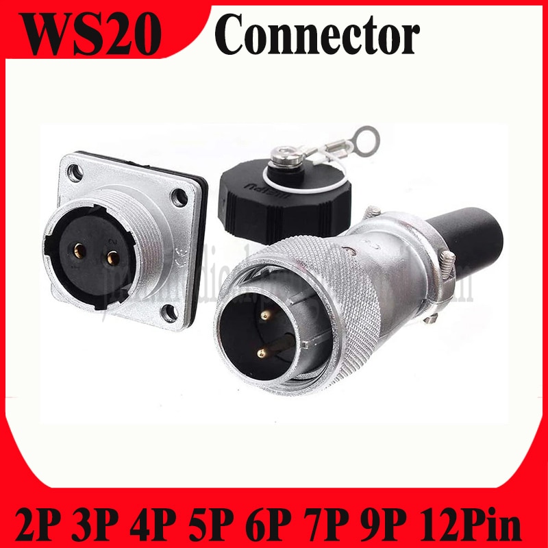 WEIPU WS20 Industrial Electronic Connector Waterproof IP67 2 Pin 3Pin 4Pin 5Pin 6Pin 7Pin 9Pin 12Pin M20 5A 10A Power Adapter