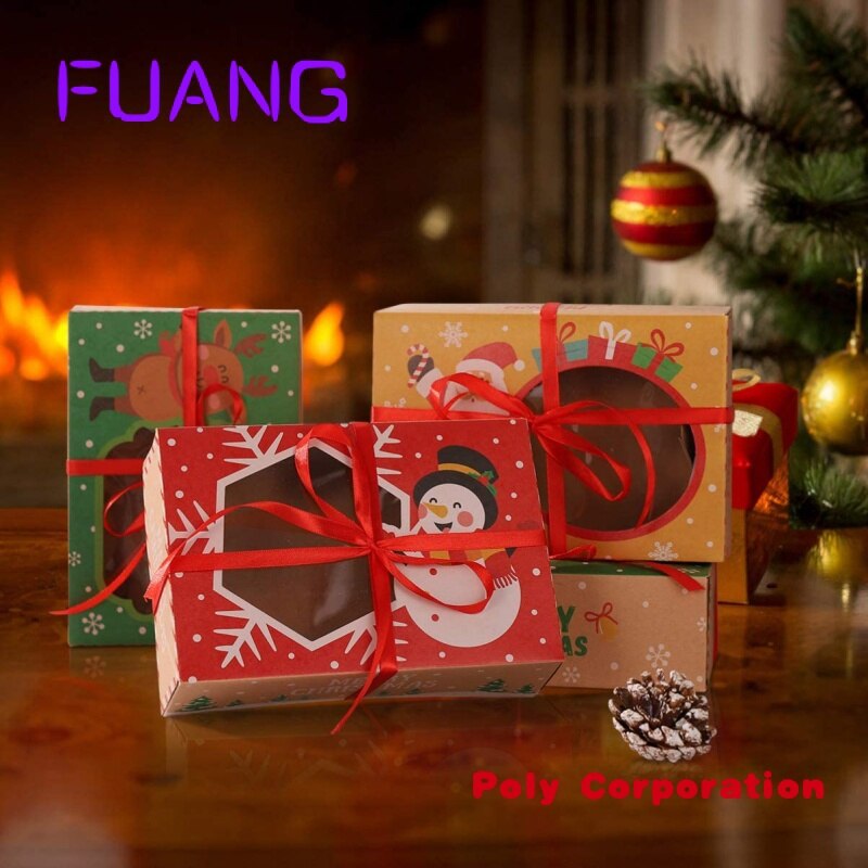 Christmas Food Boxes Kraft Paper Christmas Treat Boxes Pastries Cupcakes Brownies Donuts Christmaspacking box for small business
