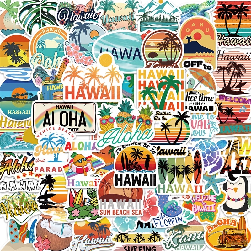 10/30/50PCS Summer Beach Stationery Sticker Aesthetic Children's Korean PVC Decoration Scrapbooking School Supplies for Kid