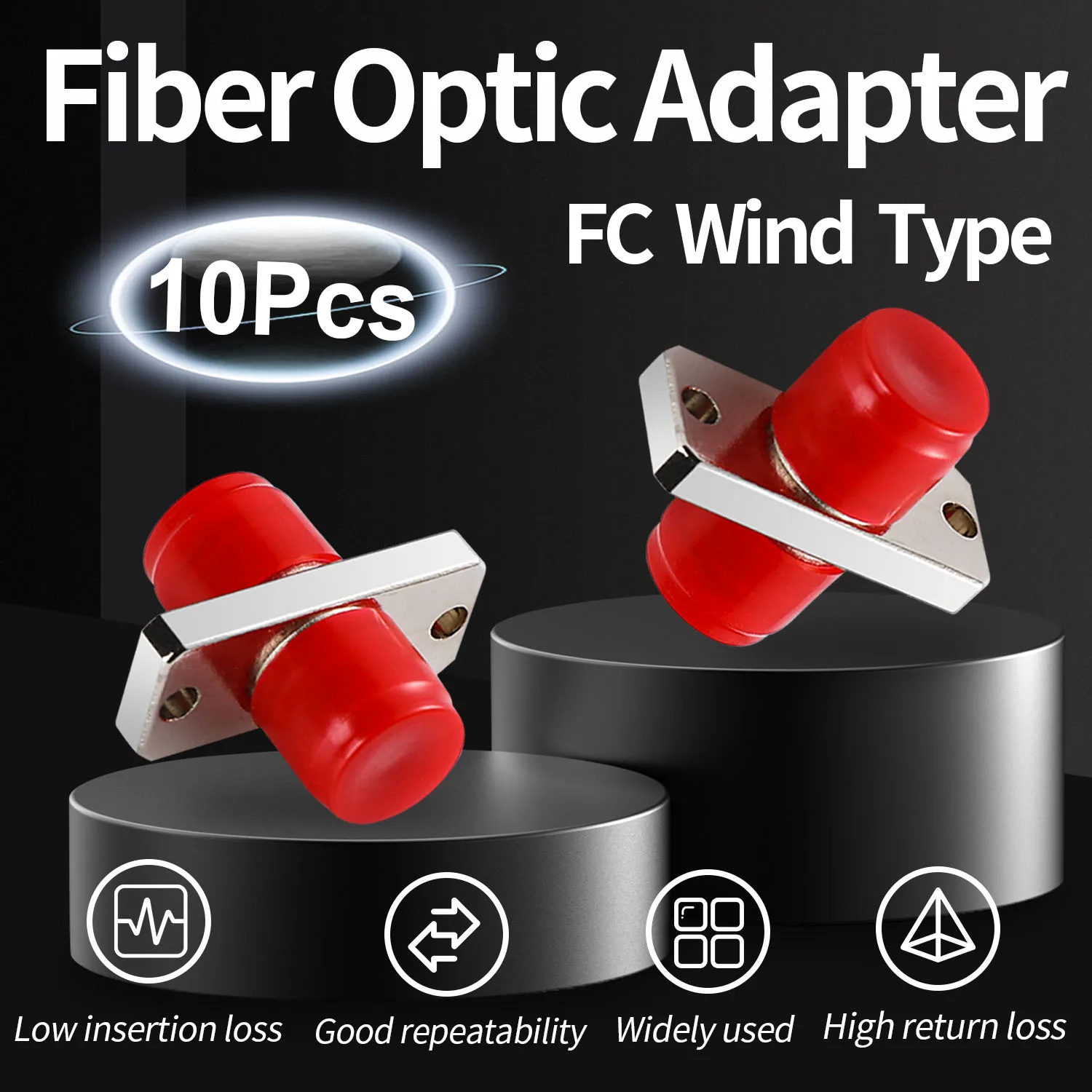 10 Pcs FC Coupler Fiber Optic Adapter, Singlemode Simplex Connector Converter with Panel Mounting Wing Flange Ftth