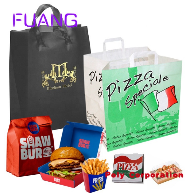 100% Biodegradable Cornstarch Pizza Packaging Custom Printed Plastic Takeaway Bags For Food Packaging
