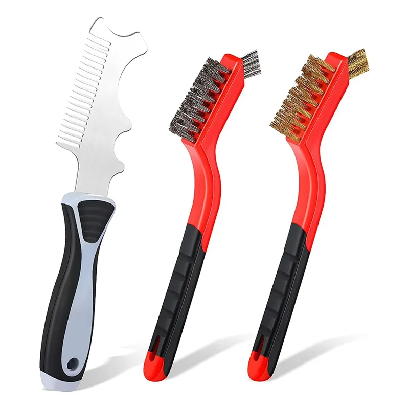Retail 3 Pcs 4-In-1 Paint Brush Comb Wire Brush Set, Brush Roller Cleaner Tool Cleaning Scrubbing Dirt Paintbrush Cleaners