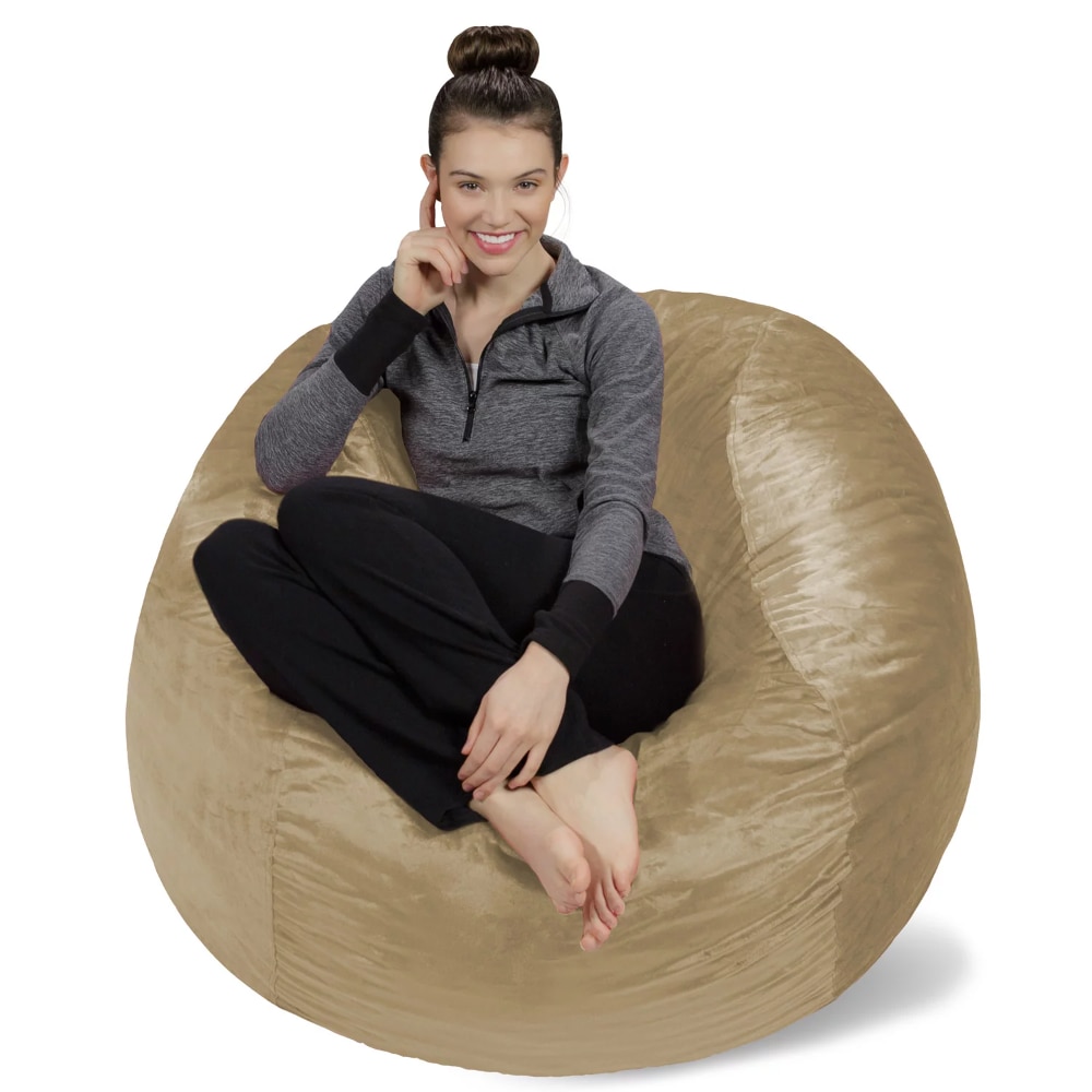 Bean Bag Chair, Memory Foam Lounger with Microsuede Cover, Kids, Adults, 4 ft, Camel couch