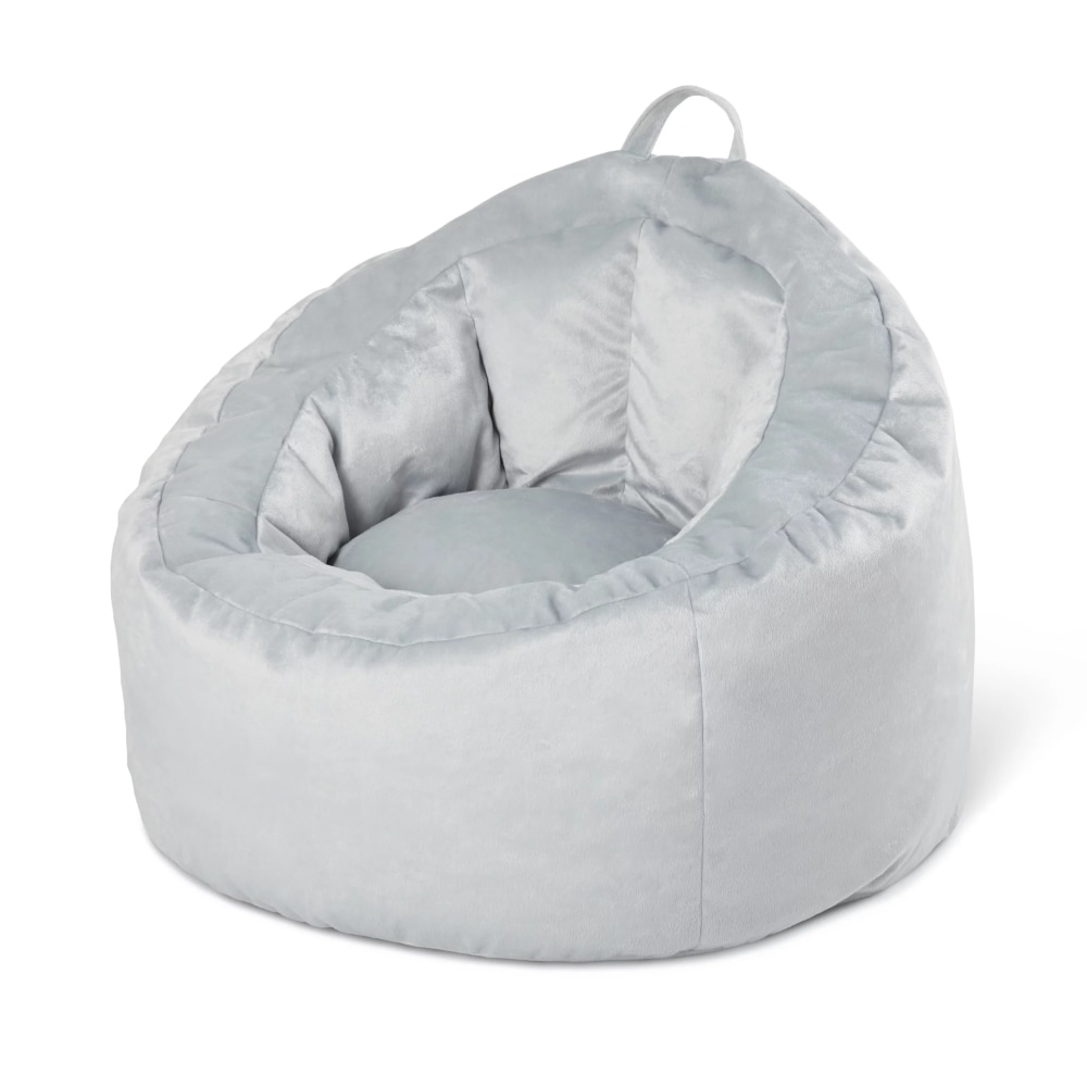 Gray Velvet Bean Bag Lounge Chair with Pocket bean bag chair