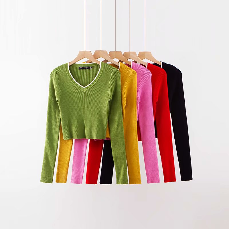 2021 Women Fall Kawaii Cute Crop Knitted Sweater Pink Winter Solid Clothes Indie Women Pullover All-Match Sweater Sexy Tops Y2k
