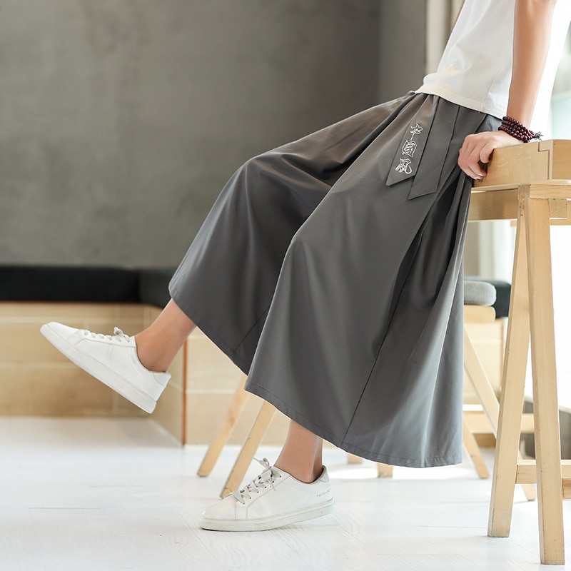 New Men's Harajuku Style Wide Leg Pants 2023 Men Calf-Length Harem Pants Vintage Male Casual Trousers Oversized Streetwear 