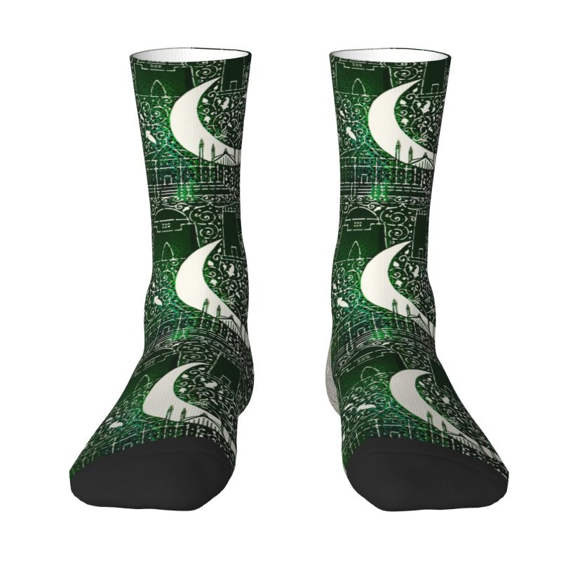 Cute Pakistan Flag Socks Women Men Warm 3D Printed Basketball Sports Crew Socks