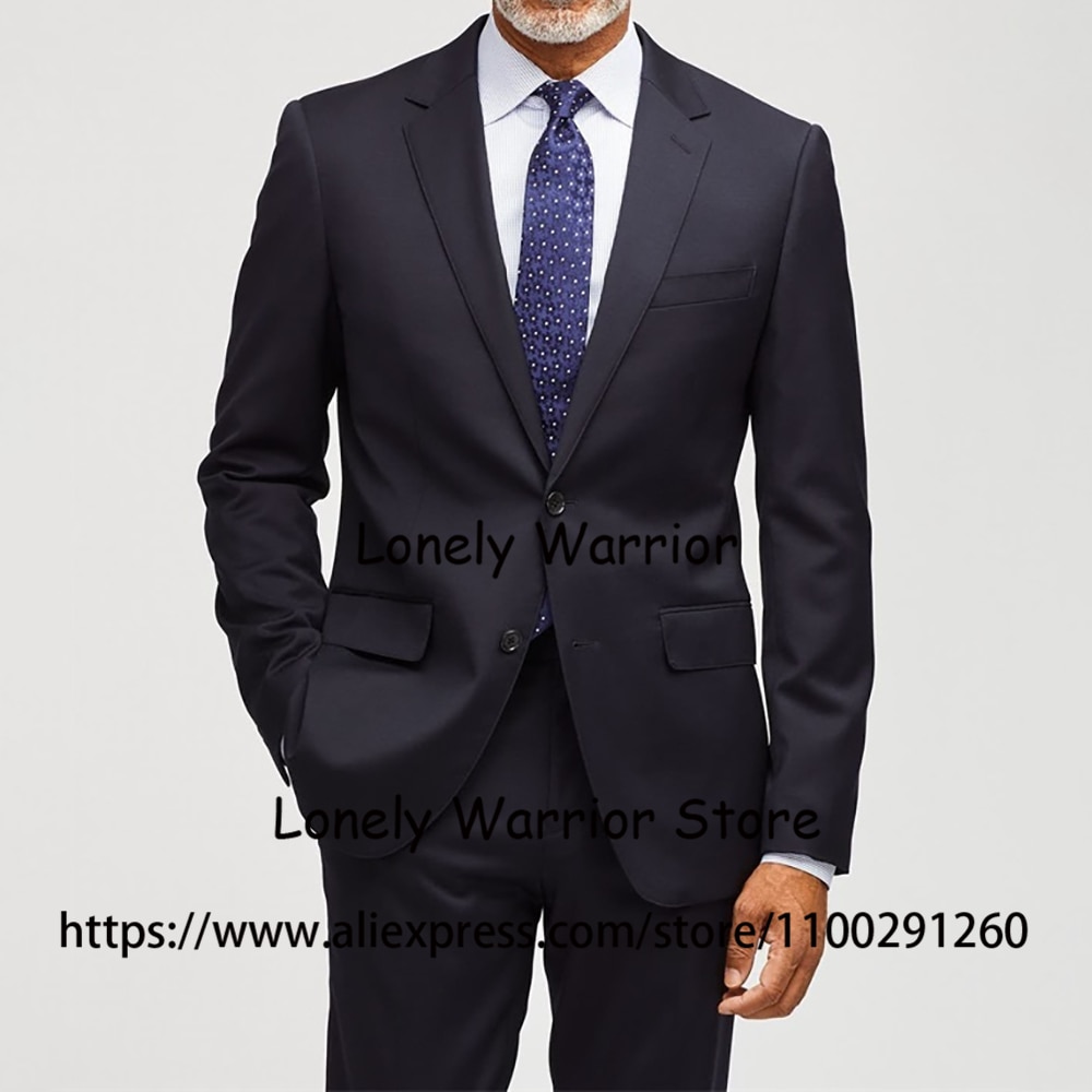 Classic Black Suits For Mens Slim Fit Business Blazer Hombre Wedding Groom Tuxedo Daily 2 Piece Set Jacket Pants Costume Homme