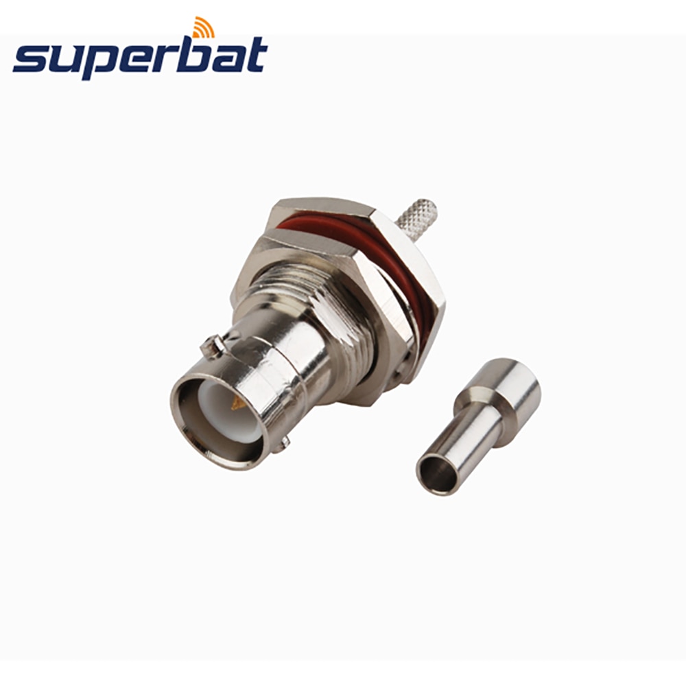 Superbat RP-BNC Crimp Female(Male Pin) Bulkhead O-ring Connector for Cable RG316 RG179 RG178 1.13mm 1.37mm