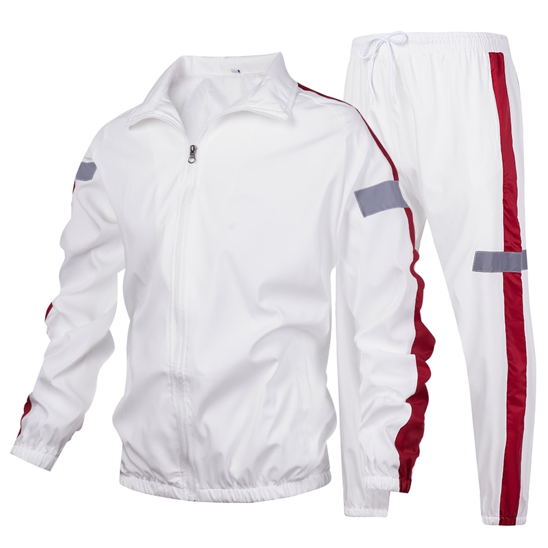 Hip hop Suit Men Sportswear Set Spring Autumn Tracksuit Male Patchwork Streetwear Zipper Pockets Outwear 2PC Jacket+Pants Sets