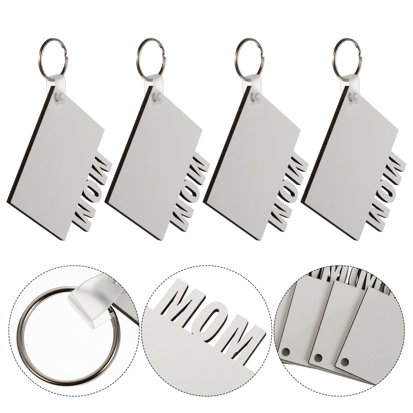 8 Pcs DIY Blank Keychain Mama Keychain Mdf Keychain Blanks Mom Dad Gift Heart Blank Tags Wallet Keychain