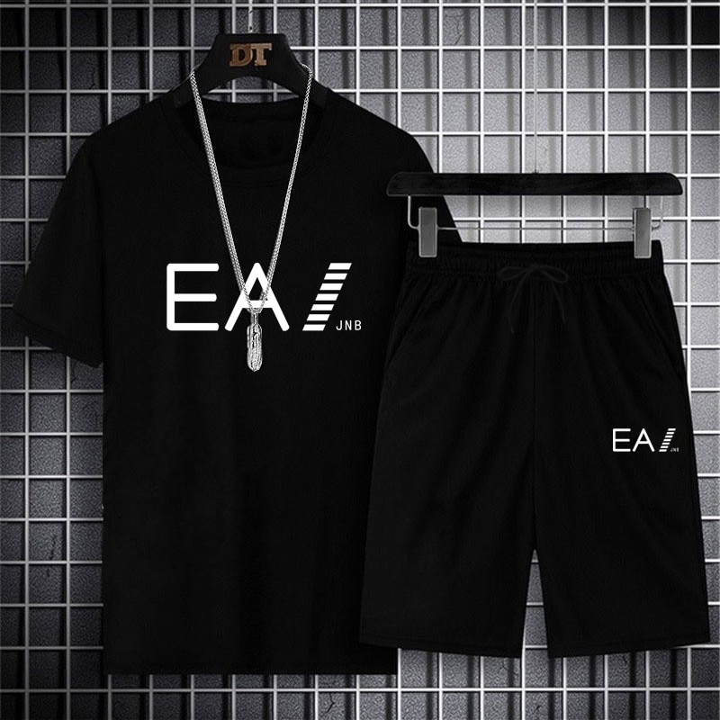 Summer Men's Sets Fashion Tracksuit Fitness Men Short Sleeve T-Shirts and Sport Shorts Suit Casual Men Clothing Mens Jogger