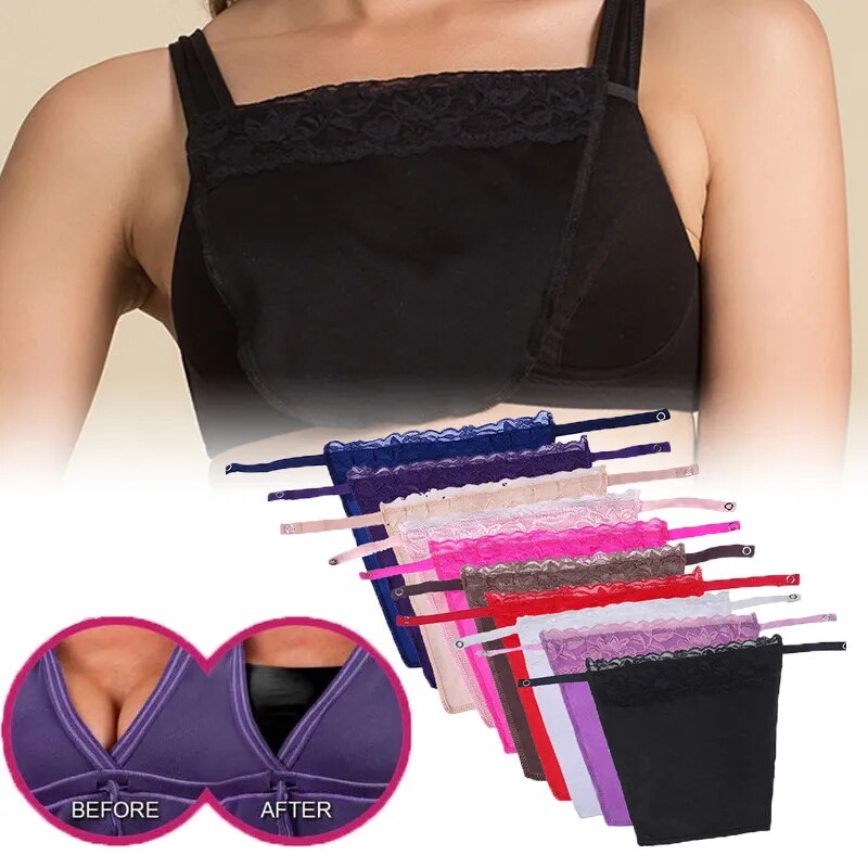 Women Lace Tube Top With Elastic Band Anti-exposure Fake Camisole Clip-on Bra Insert Covers Strapless Wrapped Chest Overlay