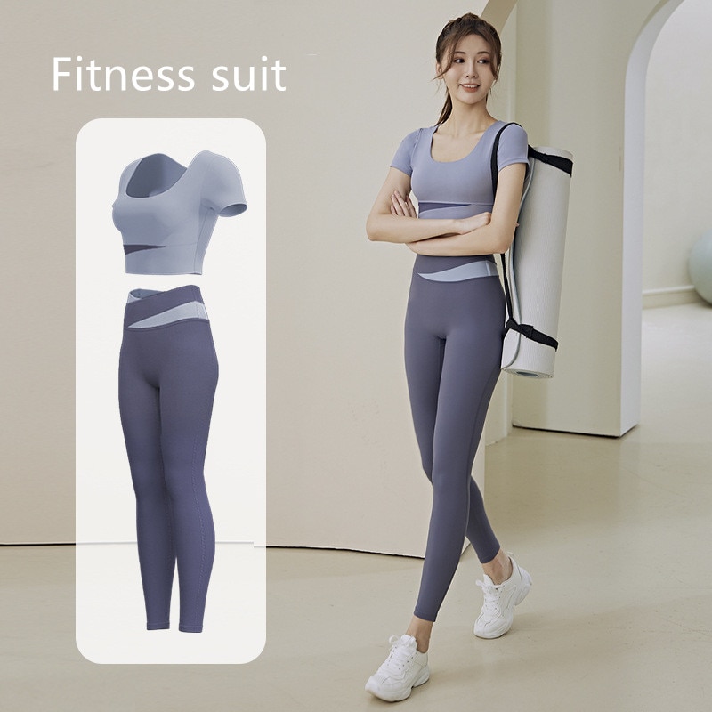 Summer 2 Piece Sets For Women Sport Gym Yoga Outfit Tracksuit Pant Jogging Femme Shorts Two Pieces Set Clothes Short Sleeve Tops