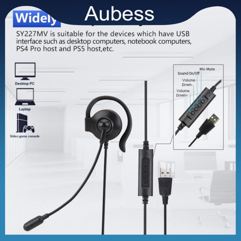 Single Side Wired Office Headset With Mic Volume Control 3.5mm Centre/traffic/computer Earphone Usb Wire Control For Clear Call