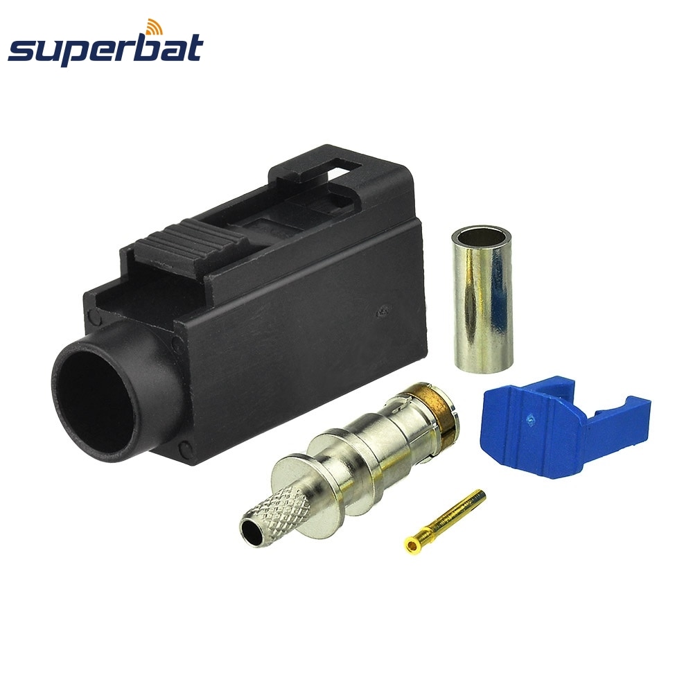 Superbat 10pcs Fakra A Black/9005 Female Connector Crimp for RG316,RG174,LMR100,RG178 Apply to Radio Without Phantom Supply
