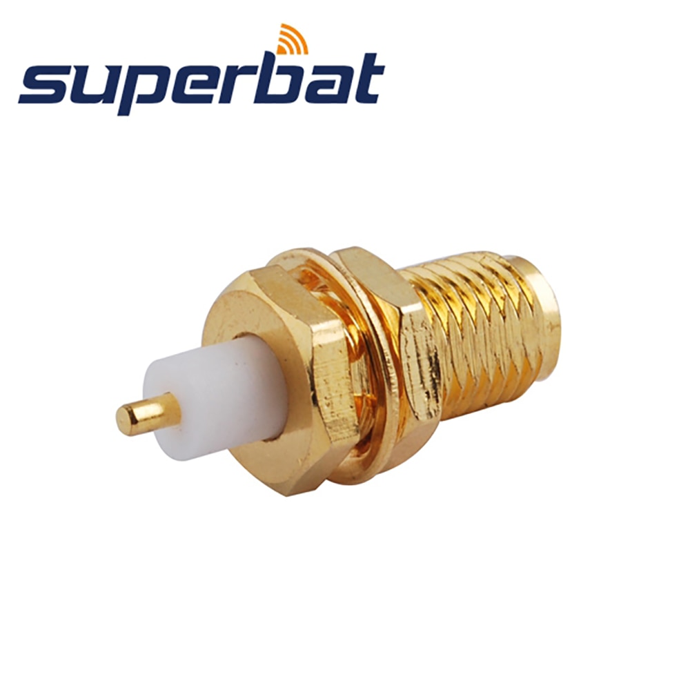 Superbat 10pcs RP-SMA Panel Mount Female Blukhead & nut with Extended Dielectric&Solder Post Terminal