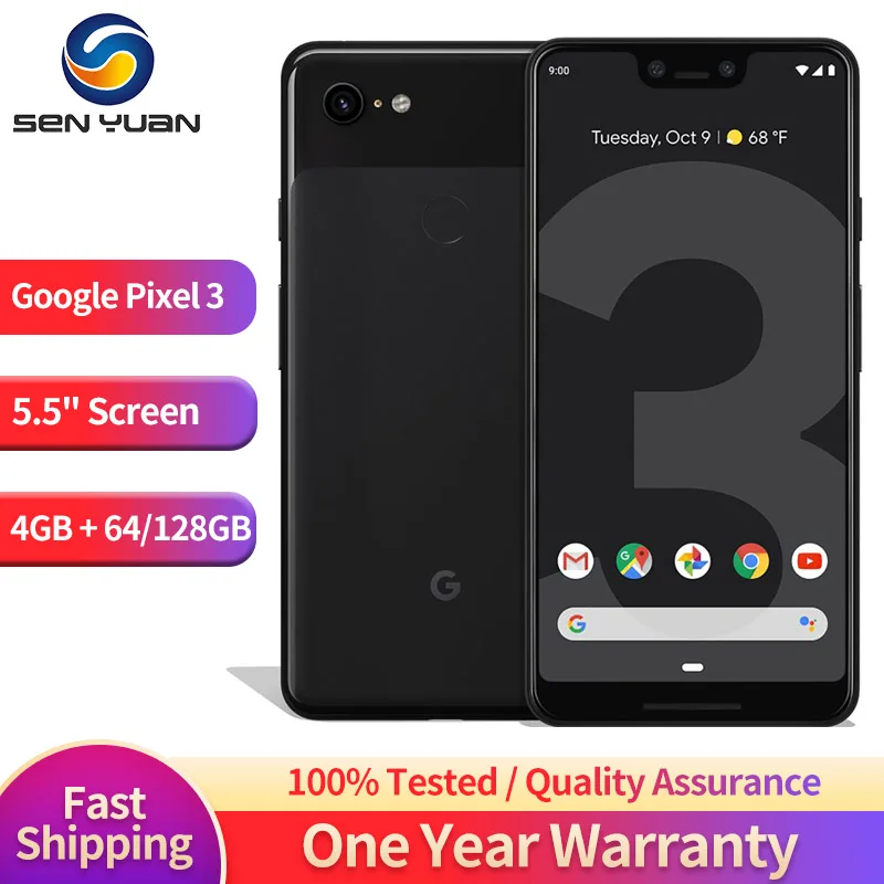 Google Pixel 3 4G Original Unlocked Mobile Phone 5.5'' 64GB/128GB ROM Snapdragon 845 Android Octa Core google pixel 3 