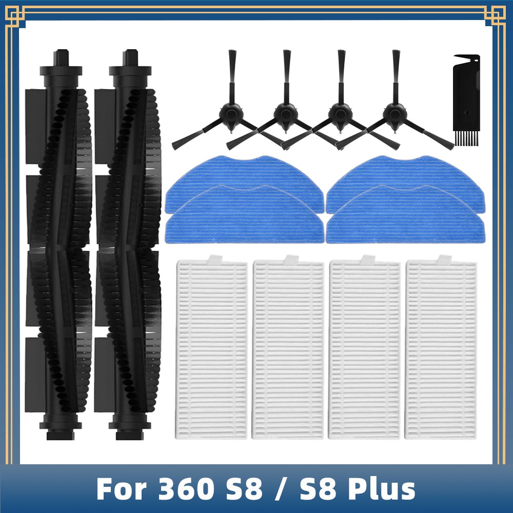 For 360 S8 / S8 Plus / TCL SWEEVA 6000 6500 Robot Vacuum Cleaner Spare Parts Accessories Main Side Brush Hepa Filter Mop Cloth