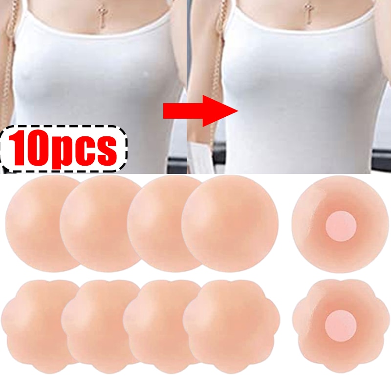10pcs Reusable Silicone Nipple Cover Women Bra Sticker Breast Petal Strapless Lift Up Bra Invisible Boob Tape Pads Chest Pasties