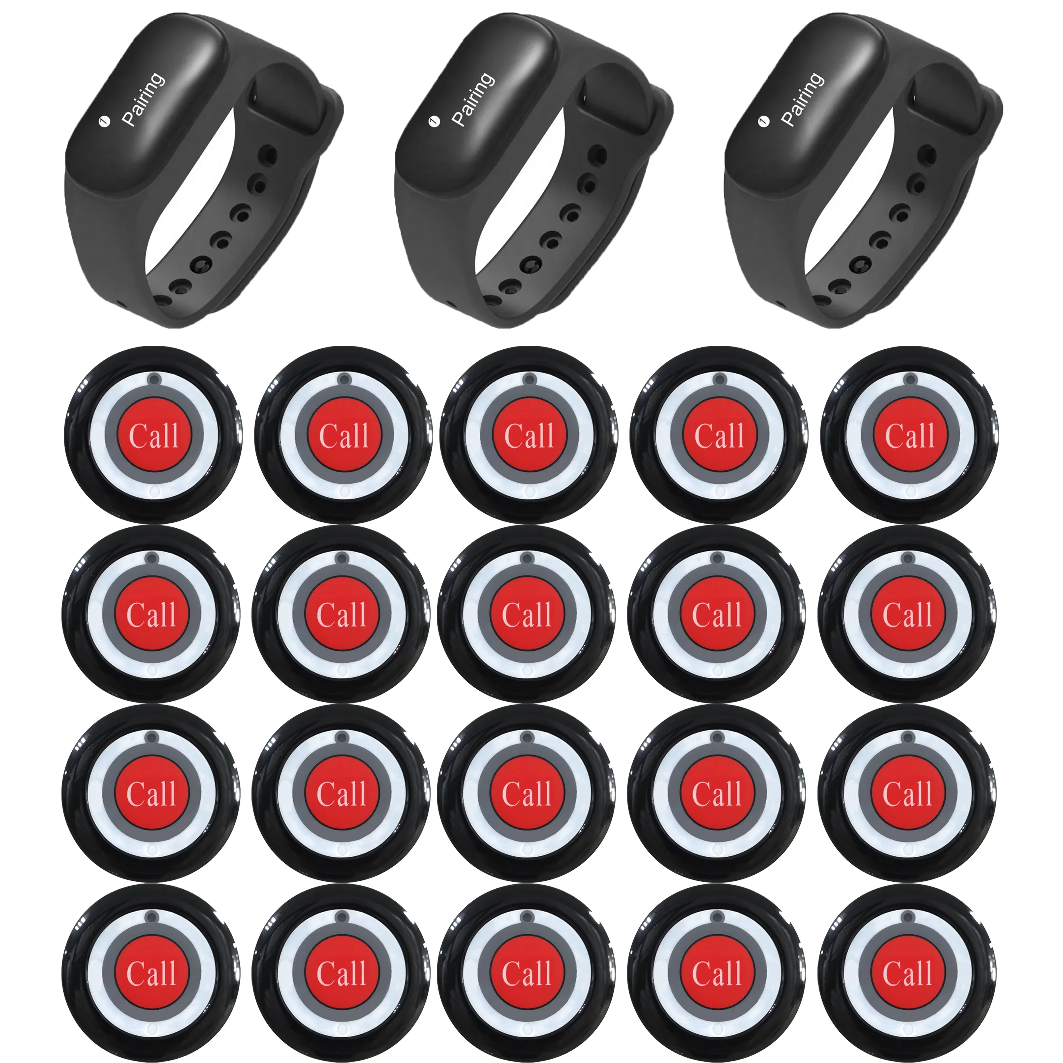 Wireless Waiter Calling System Watch Receiver 2/3 Watch+10/15/20 Call Buttons Restaurant Buzzers Pager For Cafe Bar Clinic