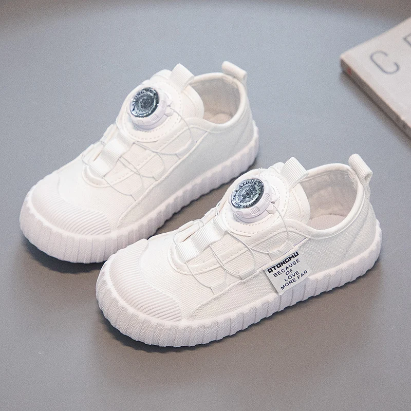 Kid's Canvas Skateboard Casual Sneakers Boy Girl Summer Walking Running Sports Shoes White Black Soft Comfortable All Seaso