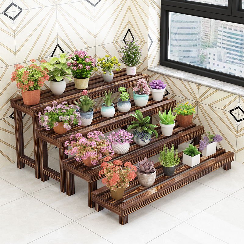Layers Pots Plant Shelf Organizer Display Backdrop Wooden Flowers Stand Holder Floor Estanteria Plantas Garden Furniture Sets