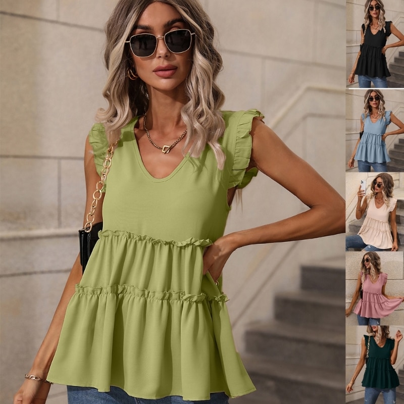 Daily Wearing Clothing Casual Tanks Top Lacy Hems Office School Casual Vest