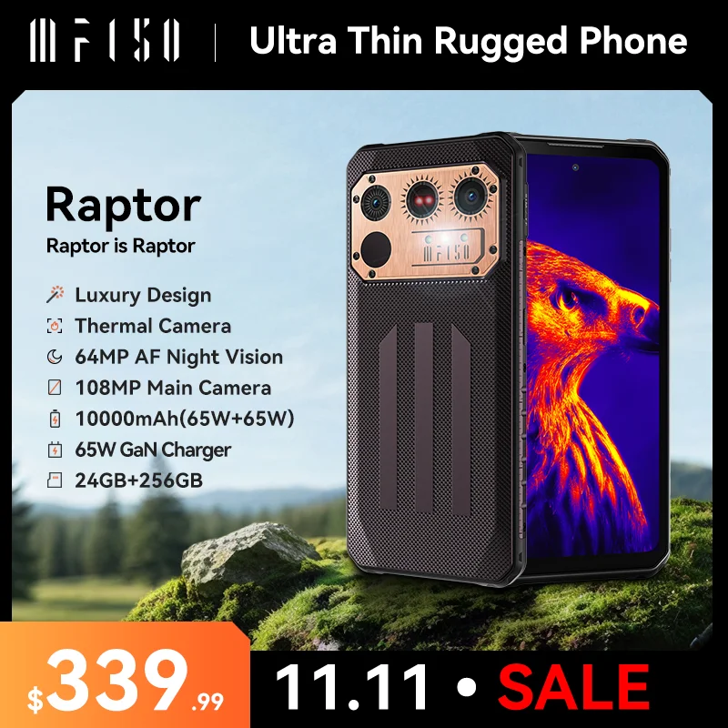IIIF150 Raptor Rugged Smartphone Thermal Imaging 6.8'' FHD 120Hz 10000mAh 12GB RAM 256GB ROM 108MP UltraThin Rugged An