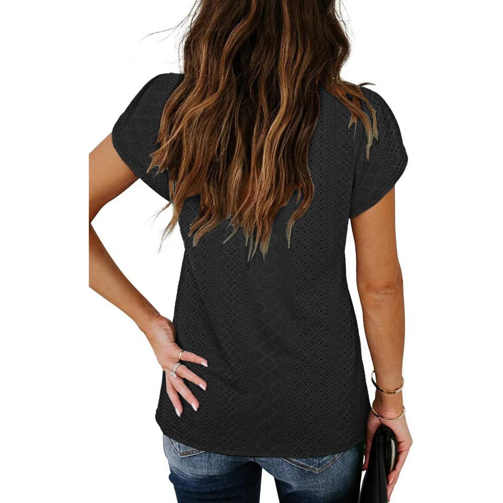 Chic Ladies T-shirt Colorfast Lady Summer Top Breathable O Neck Women Summer Top Match Pants