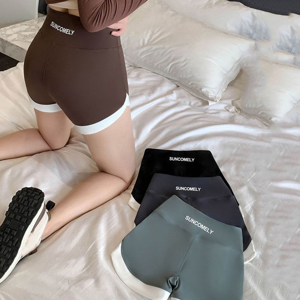 Women Contrast Color Safety Short Pants Summer High Waist Seamless Invisible Ice Silk Short Boxer Briefs Sports Cycling Shorts