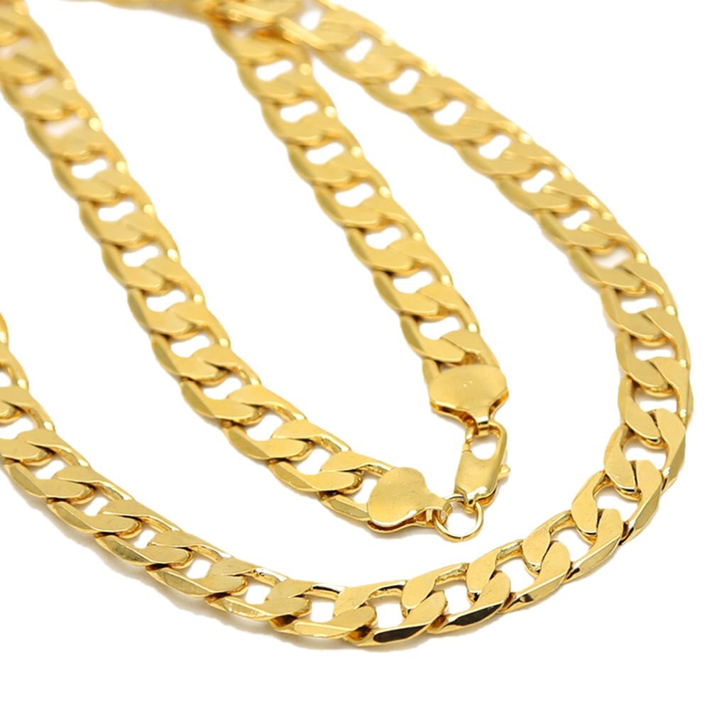 Punk Cuban Chain Gold Necklace Men 46/51/56/61/66/71/76CM Link Curb Chain 18K Long Necklace for Women Fashion Jewelry Charm Gift