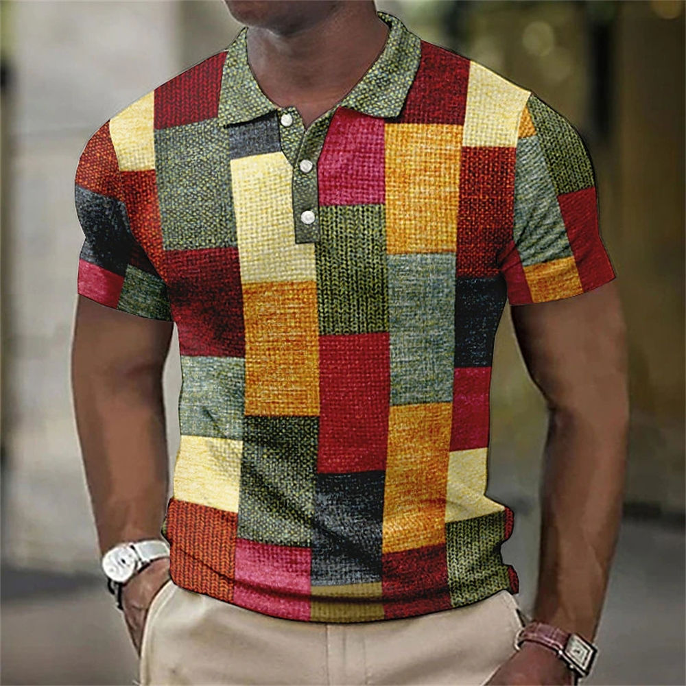 Vintage Men's Polo Shirt 3D Printed Shirts Casual Short Sleeve Mesh Blouse Summer Clothing Oversized Tees Breathable Polo S