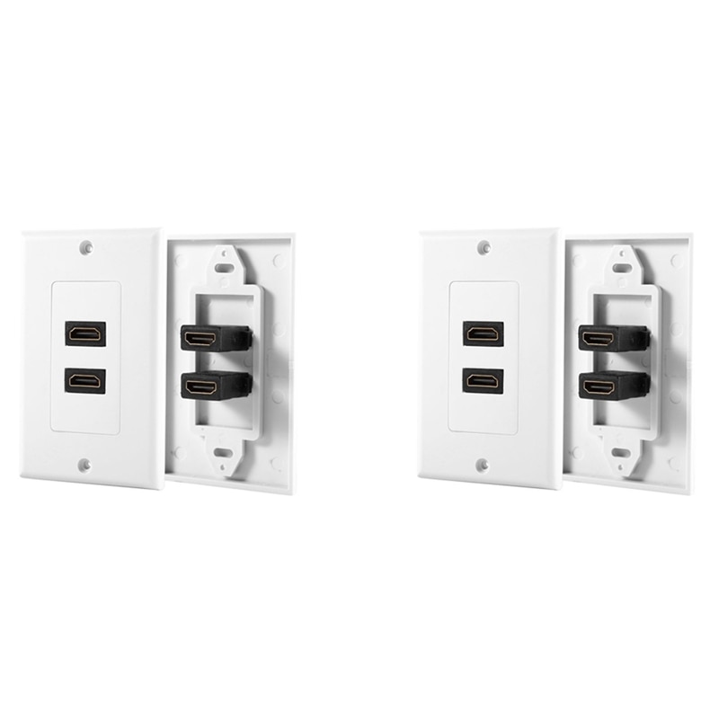 2X HDMI 2-Ports Wall Face Plate Panel Outlet 1080P Cover Coupler Socket HOT