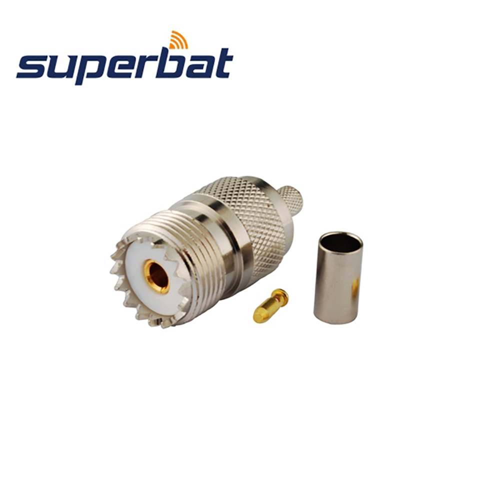 Superbat 10pcs UHF Crimp Female RF Coaxial Connector for RG58 RG142 RG400 LMR195 Cable