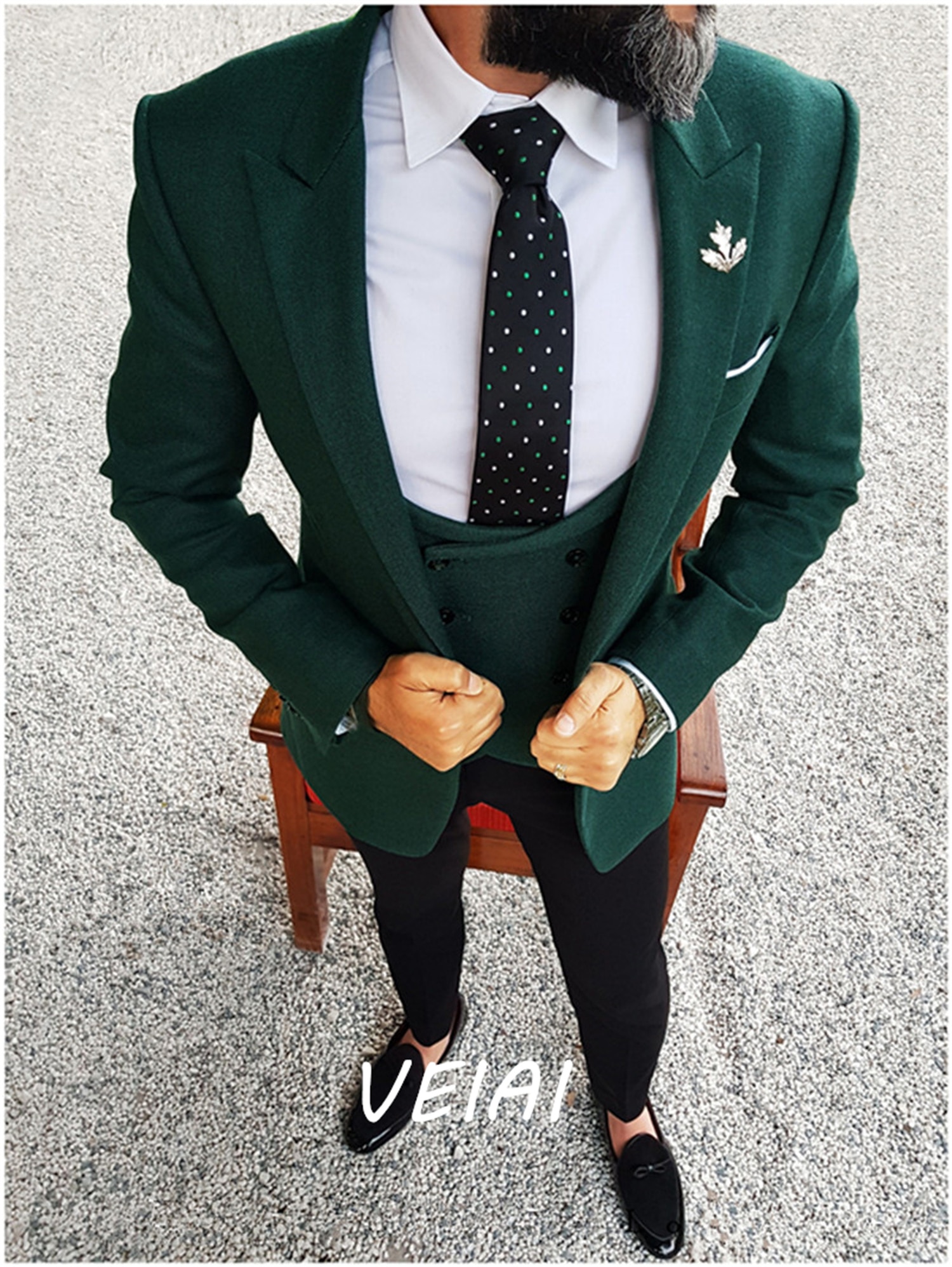 Green Men Suits For Men Wedding Suits Groom Tuxedos Costume homme Terno Masculino Custom Made 3Pieces(Blazer+Vest+Pants)
