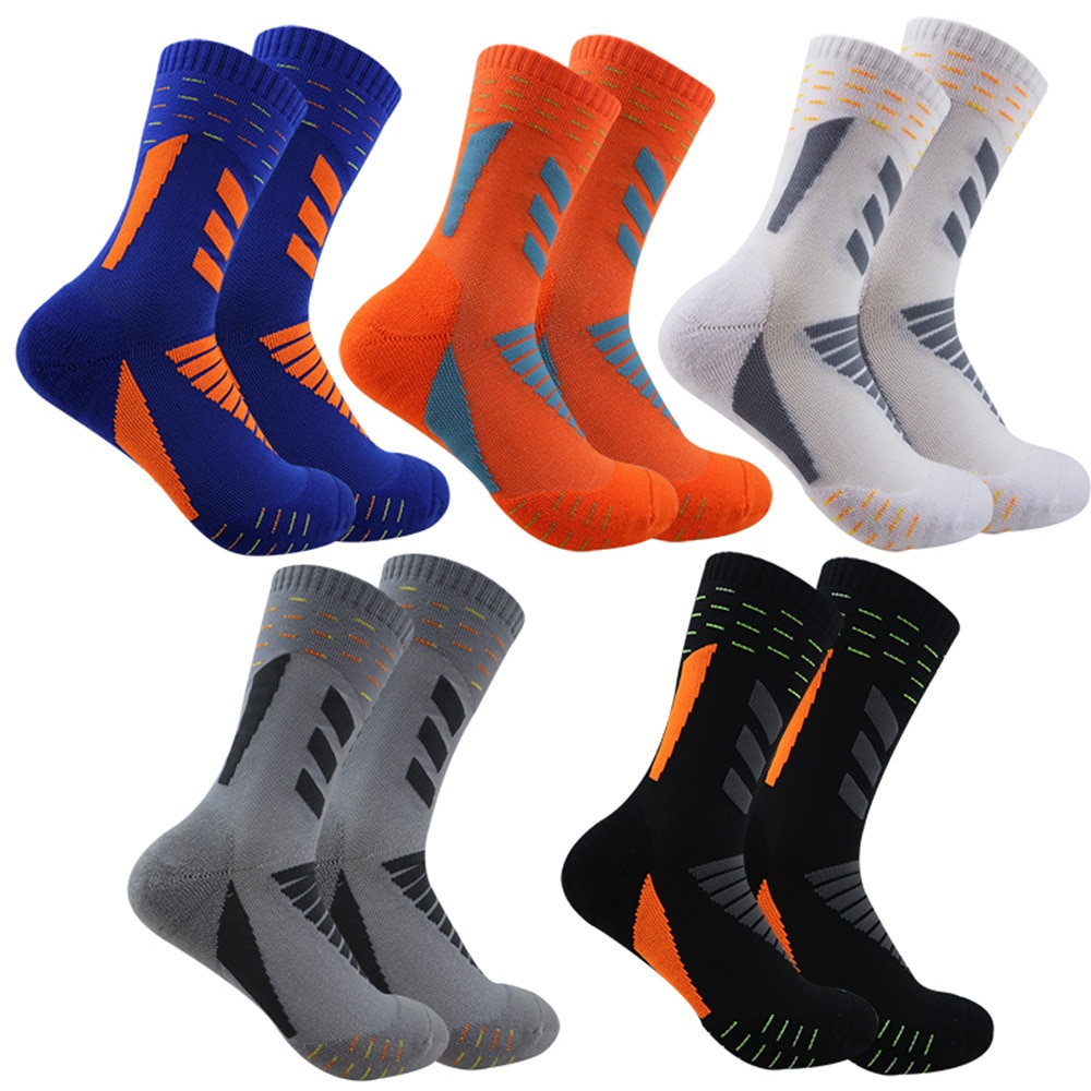 Fashion Elite Sport Cycling Basketball Socks Compression Running Man Breathable Middle Hiking Athletic Professional Cushioning