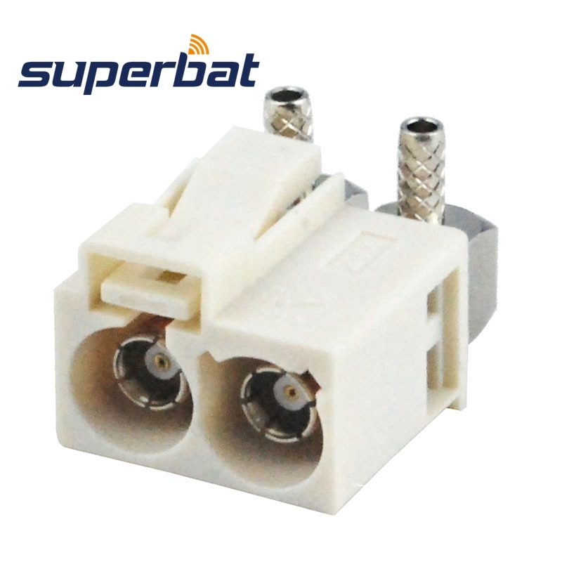 Superbat 10pcs Fakra Code Double B Female Right Angle Crimp RF Coaxial Connector for Cable RG316 RG174 LMR100 Cable Mount